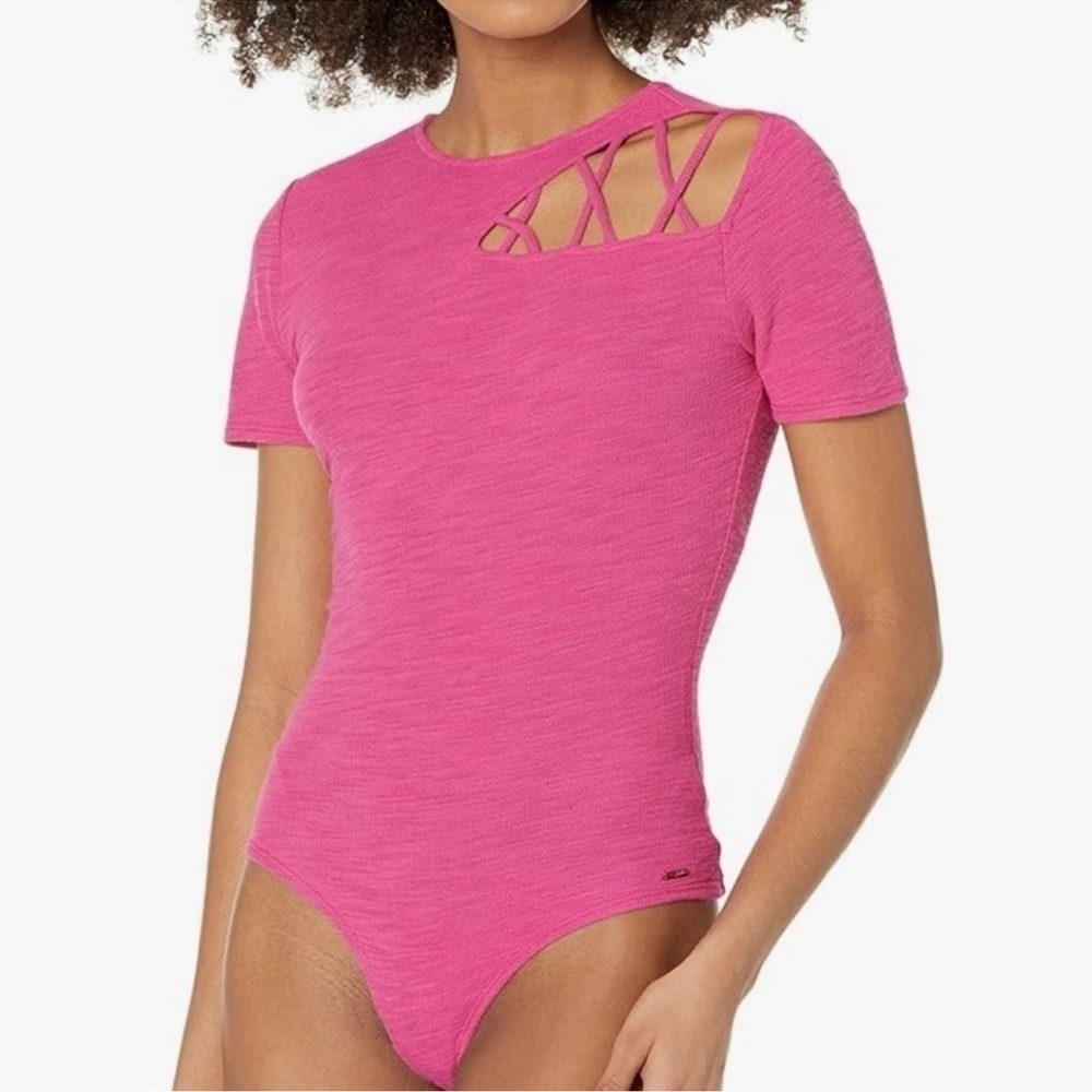 n.Philanthropy “Irene” Fuchsia Cutout Bodysuit XS NWT